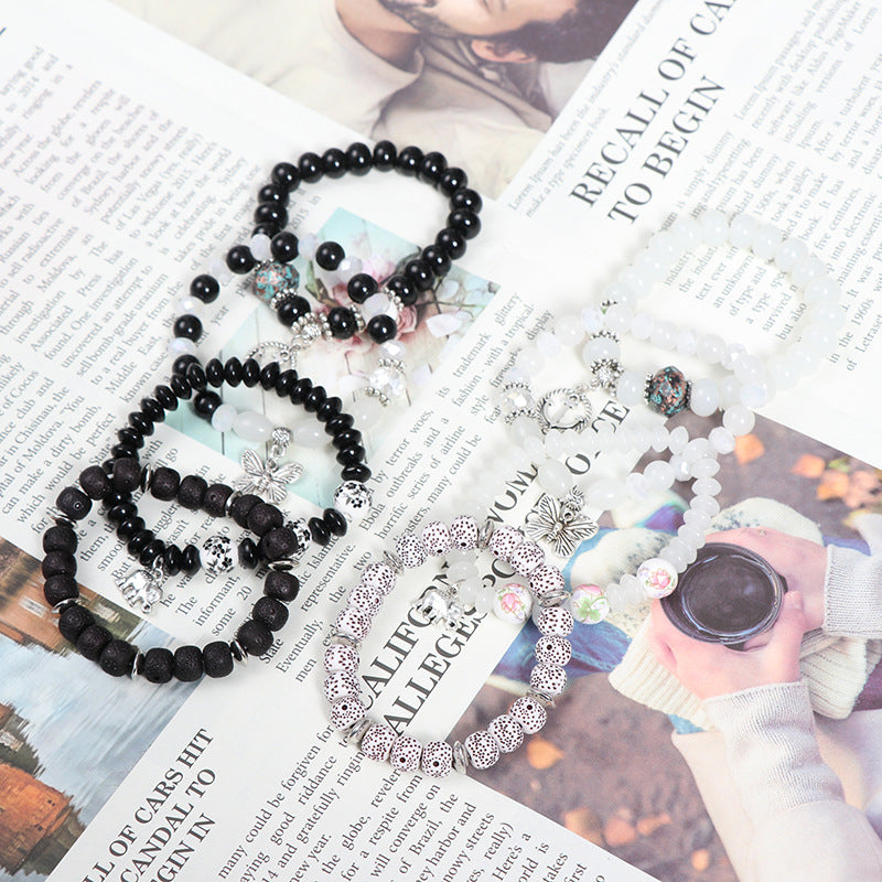 Conjunto de pulsera de cristal multicapa de mariposa bohemia al por mayor